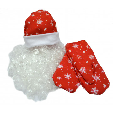Набор Деда Мороза ВЗР. красный, ткань-плюш (шапка, варежки, борода) - 667.50