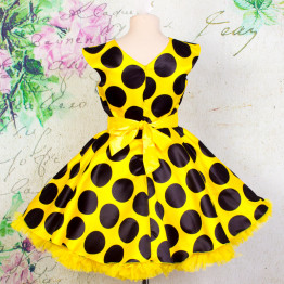 Платье для танцев "Стиляги" желтое черный горох арт. КС372.4